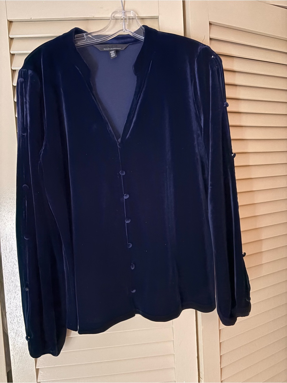 White House Black Market Navy Velvet Top